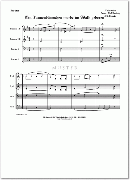 VOLKSWEISE - Ein Tannenbäumchen wurde im Wald geboren - Weihnachten (Blechbläser Quartett)