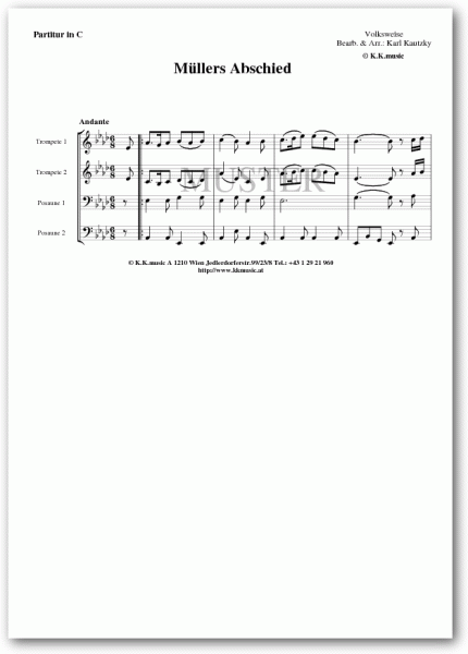 VOLKSWEISE - Müllers Abschied (2 Trompeten - 2 Posaunen)