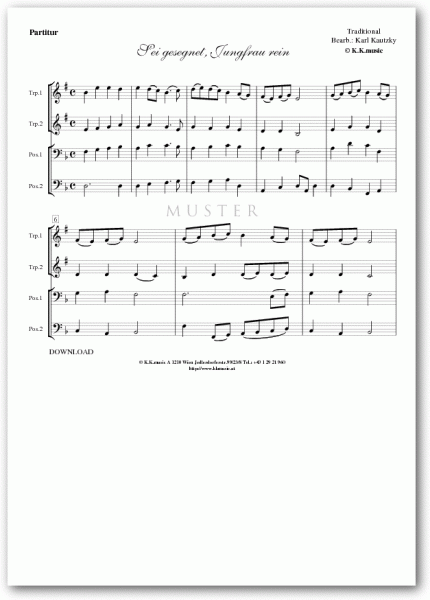 TRADITIONAL - Sei gesegnet, Jungfrau rein - Weihnachten (Blechbläserquartett)