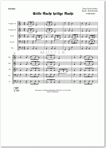 GRUBER, Franz Xaver - Stille Nacht Heilige Nacht - Weihnachten (Blechbläserquintett)