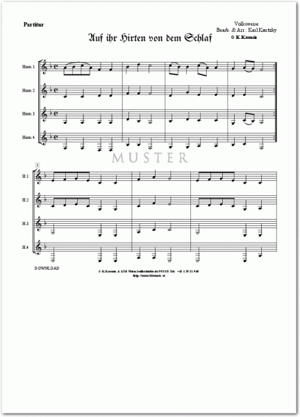 VOLKSWEISE - Auf ihr Hirten von dem Schlaf (Horn)