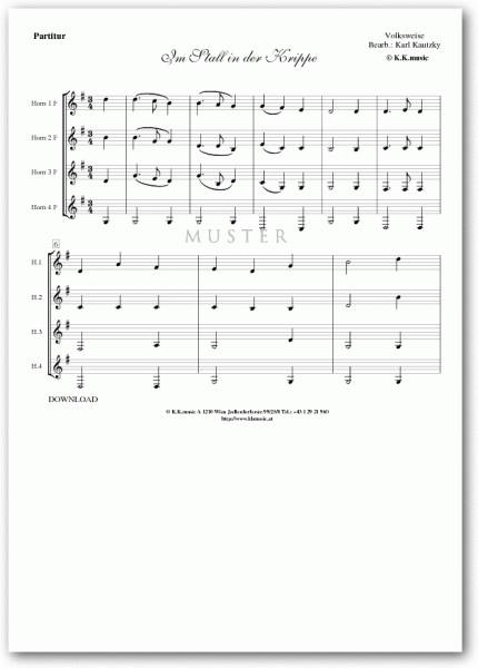 VOLKSWEISE - Im Stall in der Krippe - Weihnachten (Hornquartett)