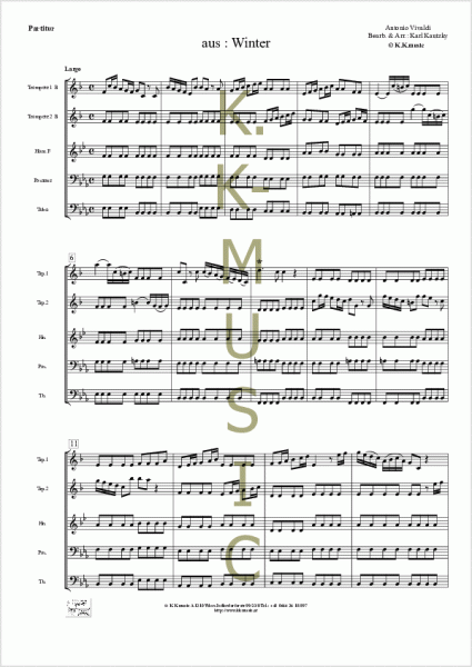 VIVALDI, Antonio - Winter aus: Die Jahreszeiten (Posaune - Klavier)