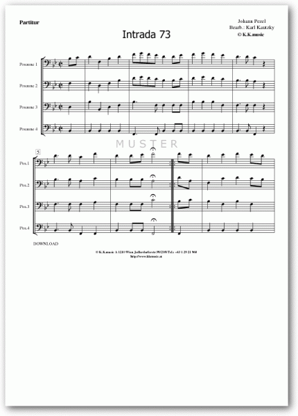 PEZEL, Johann - Intrada 73 (Posaunenquartett)