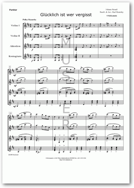 STRAUSS, Johann - Glücklich ist wer vergisst (Schrammelquartett)