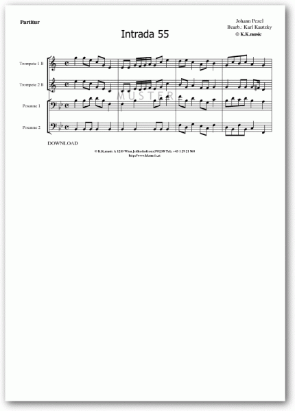 PEZEL, Johann - Intrada 55 (Blechbläserquartett)