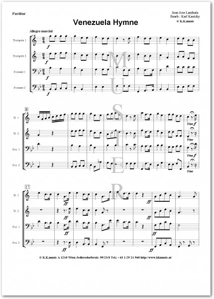 Venezuela Hymne - LANDAETA, Juan José (2 Trompeten - 2 Posaunen)