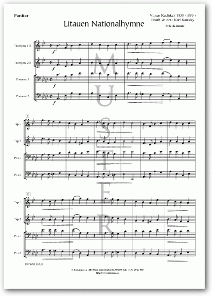 Litauen Nationalhymne - KUDIRKA, Vincas (Blechbläserquartett)