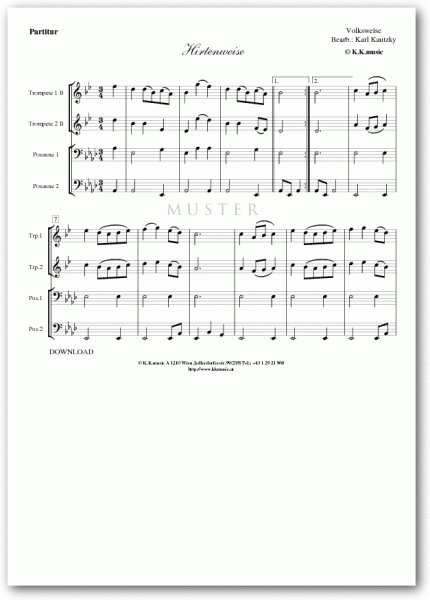 VOLKSWEISE - Hirtenweise - Weihnachten (Blechbläserquartett)