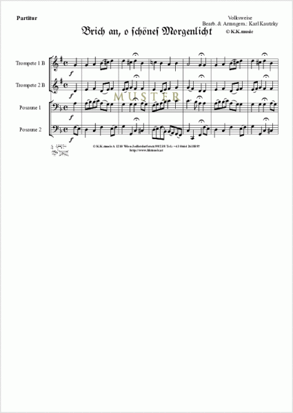 VOLKSWEISE - Brich an, o schönes Morgenlicht - Weihnachten (Blechbläser Quartett)