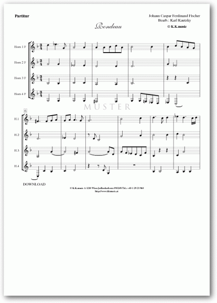 FISCHER, Caspar Ferdinand - Rondeau (Hornquartett)