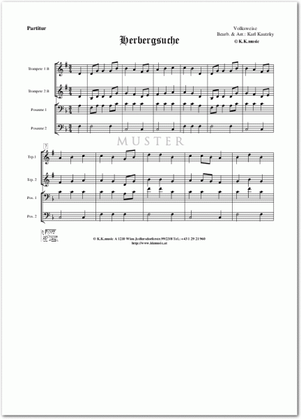 VOLKSWEISE - Herbergsuche - Weihnachten (Blechbläser Quartett)