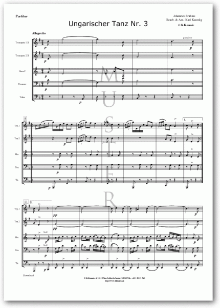 BRAHMS, Johannes - Ungarischer Tanz Nr.3 (Blechbläserquintett)