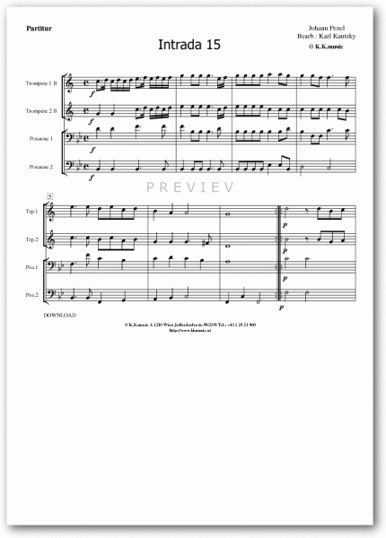 PEZEL, Johann - Intrada 15 (Blechbläserquartett)