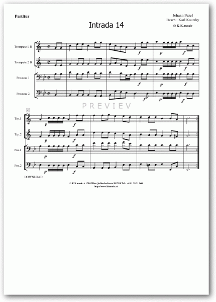PEZEL, Johann - Intrada 14 (Blechbläserquartett)