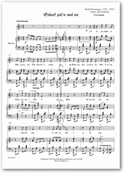 KRONEGGER, Rudolf - Scharf geh´n mas an (Klavier)