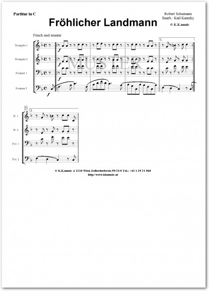 SCHUMANN, Robert - Fröhlicher Landmann (2 Trompeten 2 Posaunen)