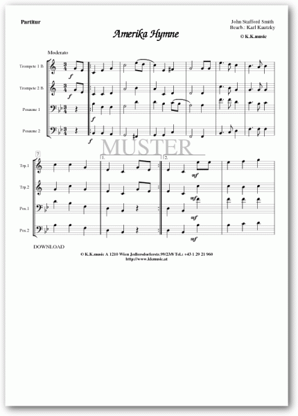 Amerika Hymne - SMITH, John Stafford (Blechbläserquartett)
