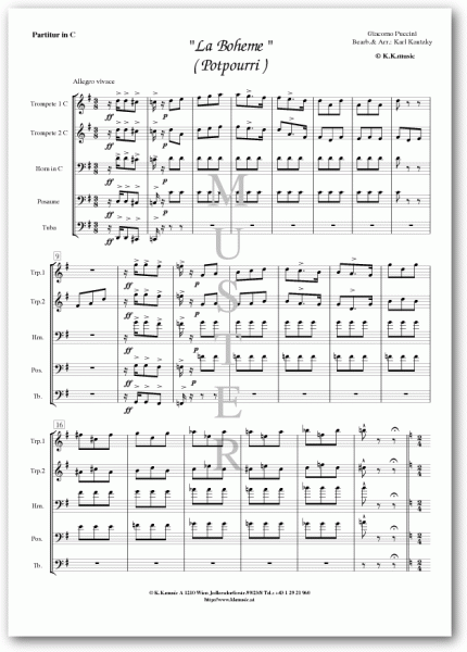 PUCCINI, Giacomo - La Boheme Potpourri (Blechbläser Quintett)