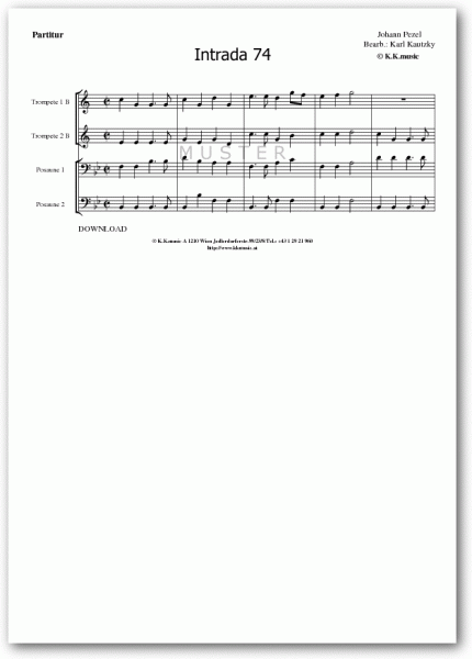 PEZEL, Johann - Intrada 74 (Blechbläserquartett)