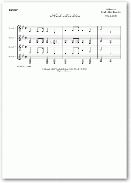 VOLKSWEISE - Hoch soll er leben (Hornquartett)