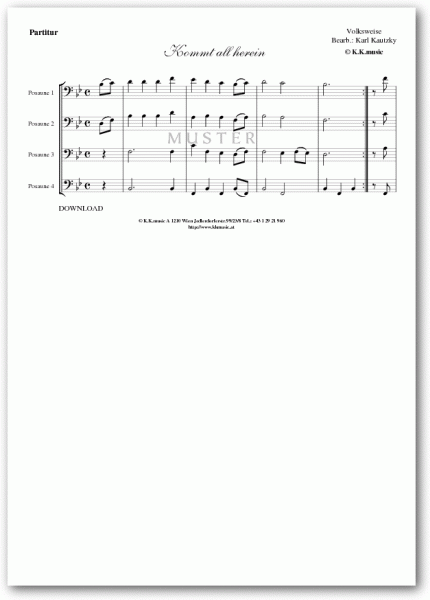 VOLKSWEISE - Kommt all herein - Weihnachten (Posaunenquartett)
