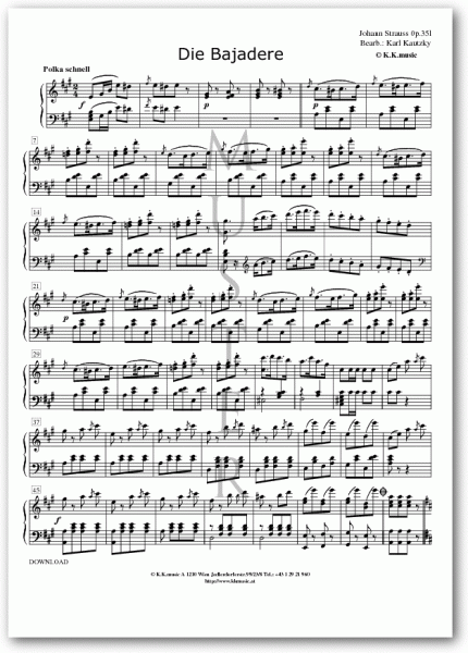STRAUSS, Johann - Die Bajadere (Klavier)