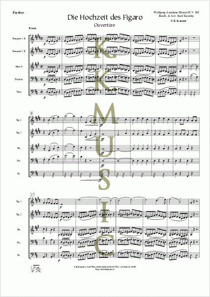 MOZART, Wolfgang Amadeus - Die Hochzeit des Figaro - Ouvertüre (Blechbläserquintett)