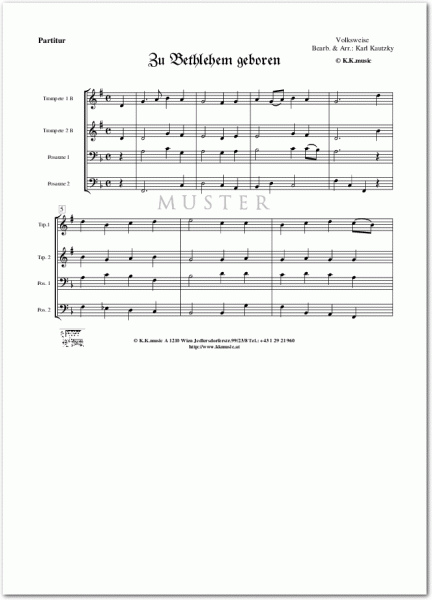 VOLKSWEISE - Zu Bethlehem geboren - Weihnachten (Blechbläser Quartett)