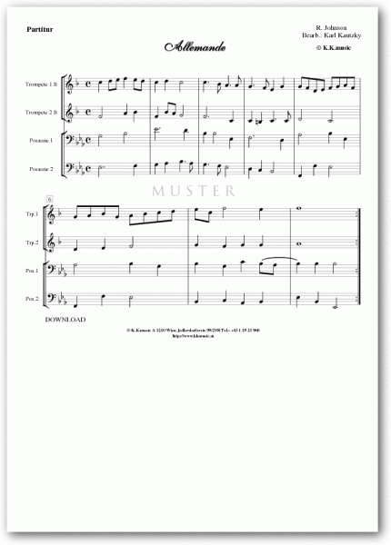 JOHNSON R. - Allemande (Blechbläserquartett)