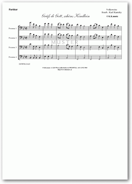 VOLKSWEISE - Grüß di Gott schöns Kindlein - Weihnachten (Posaunenquartett)
