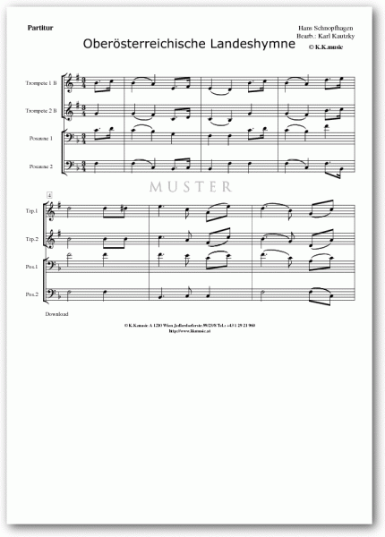 SCHNOPFHAGEN, Hans - Oberösterreichische Landeshymne - Hymne (Blechbläserquartett)