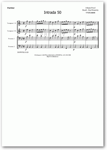 PEZEL, Johann - Intrada 50 (Blechbläserquartett)