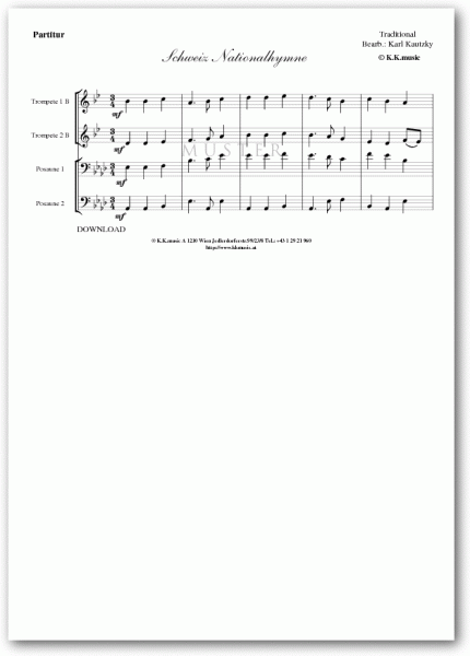 Schweiz Nationalhymne - TRADITIONAL (Blechbläserquartett)