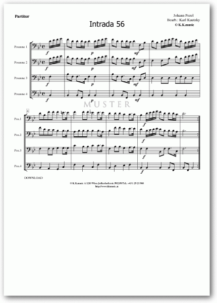 PEZEL, Johann - Intrada 56 (Posaunenquartett)