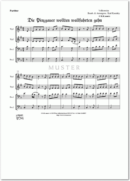 VOLKSWEISE - Die Pinzgauer wollten wollten wallfahrten gehen (Blechbläser Quartett )